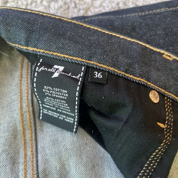 7 For All Mankind Men’s Slimmy Selvedge Denim Jeans Indigo Dark Blue 36X33 - Picture 6 of 9